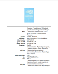 Image of Cognitive Foundations of Calculated Speech